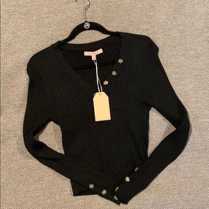 Black V-Neck Crop Sweater
